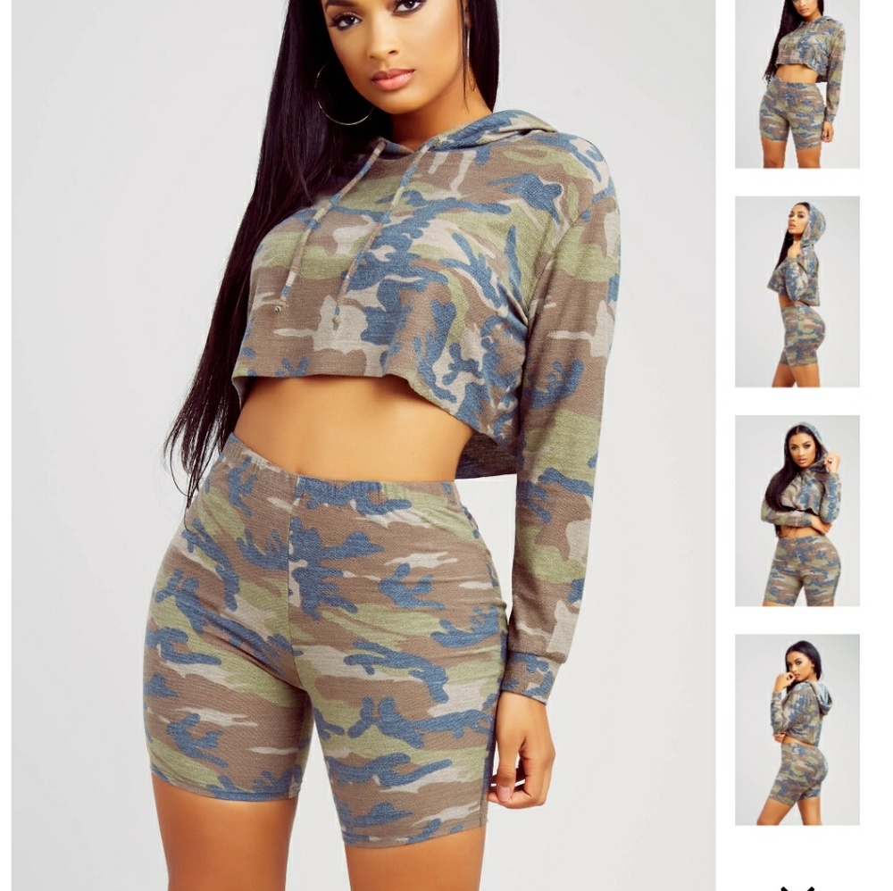 HoneyBum Camo Crop top/high waisted matching set